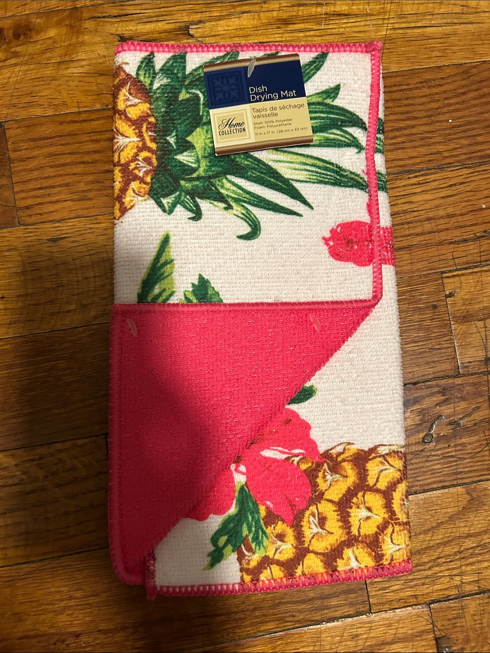 Dish Drying Mat - Pink Pineapple Print